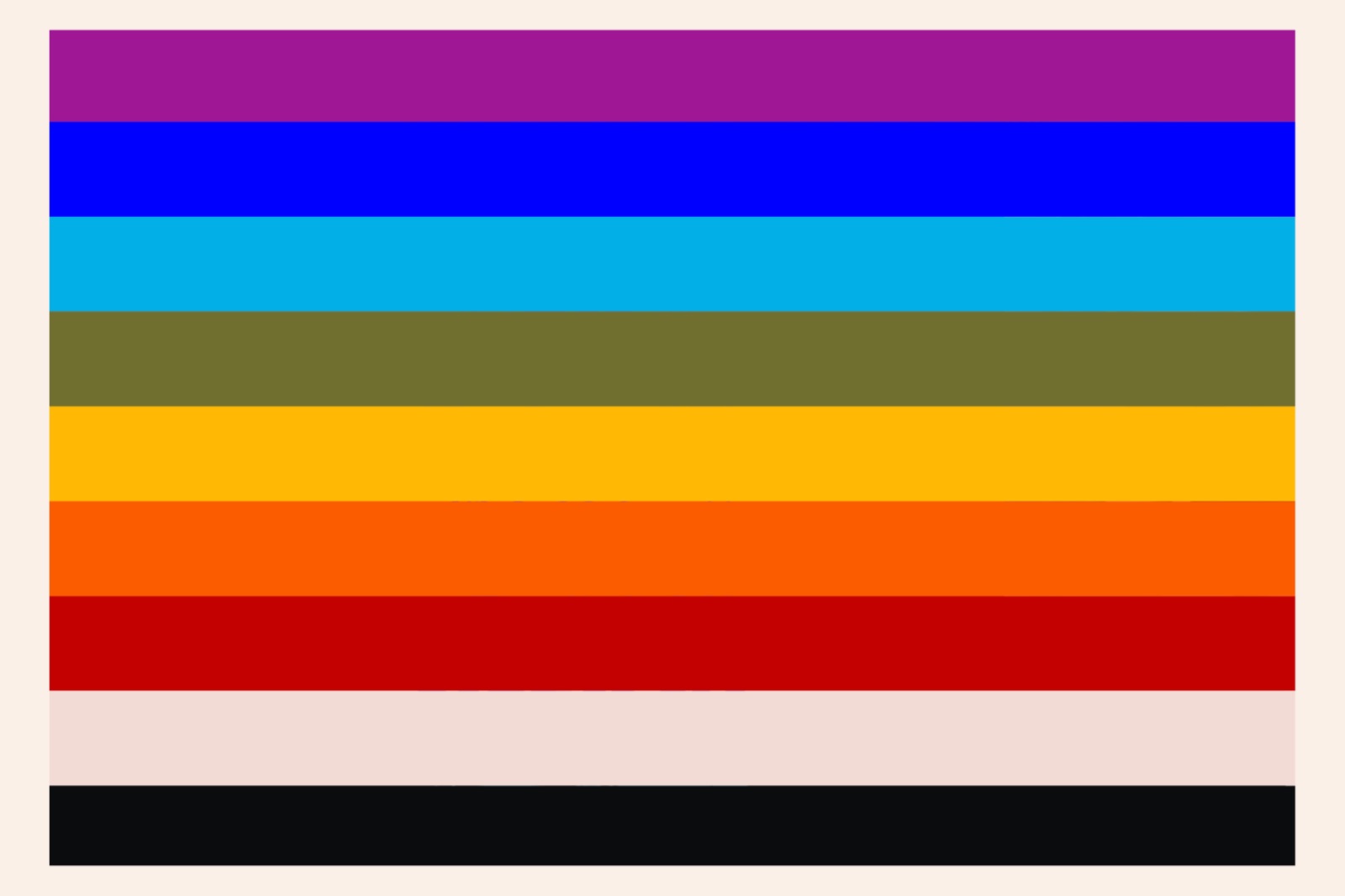 Stretchy brand colour palette shown as horizontal stripes