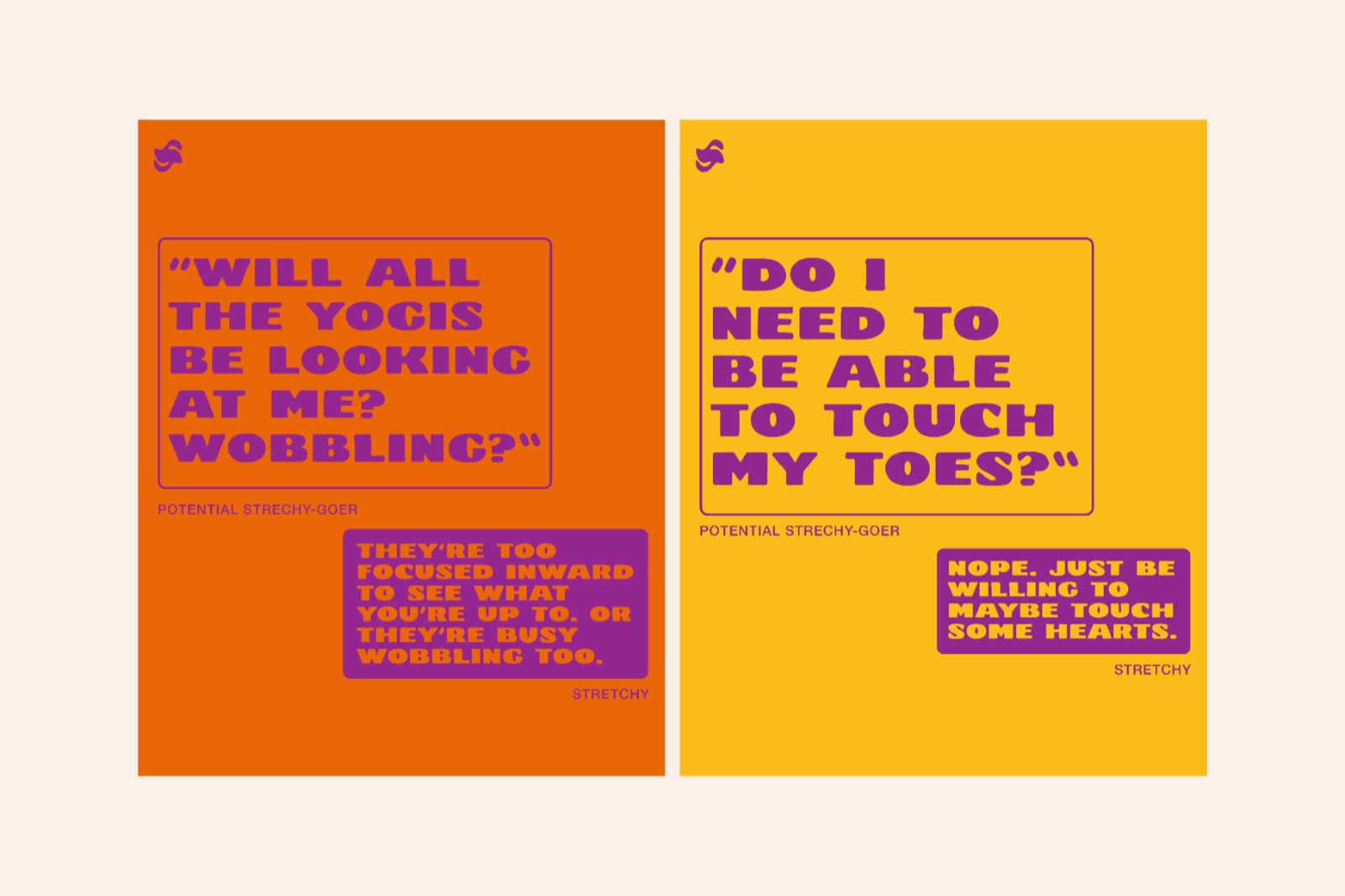 Stretchy social tile answering a playful FAQ about joining a session